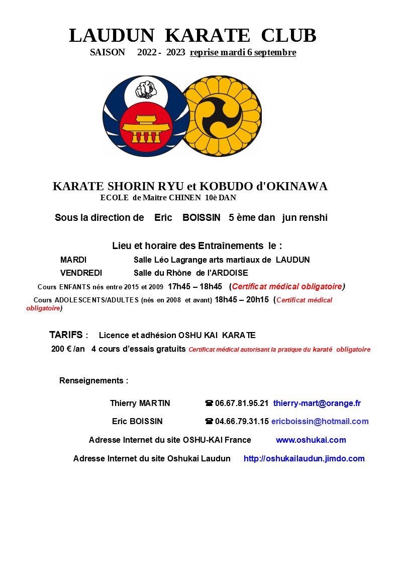 karate club affiche reprise 22 23 LAUDUN