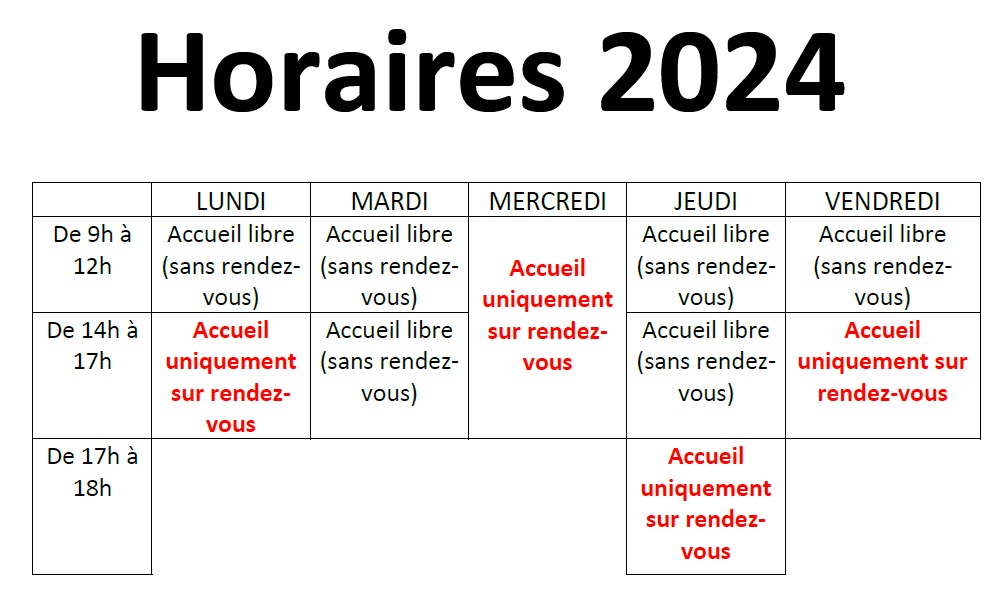 horaires 2024