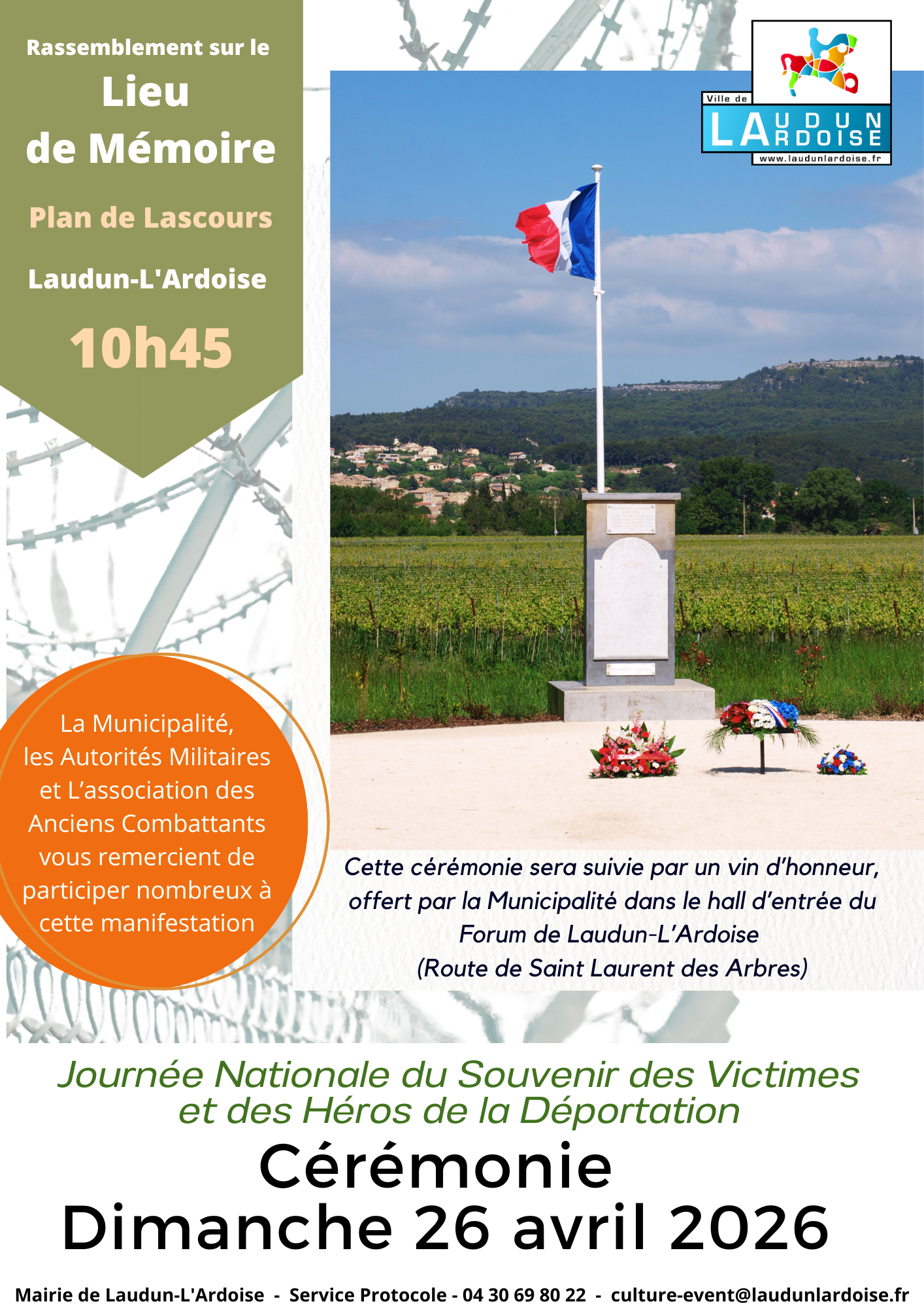 26 04 Rassemblement sur le Lieu de Mémoire Plan de Lascours Laudun LArdoise 10h45 A4 1