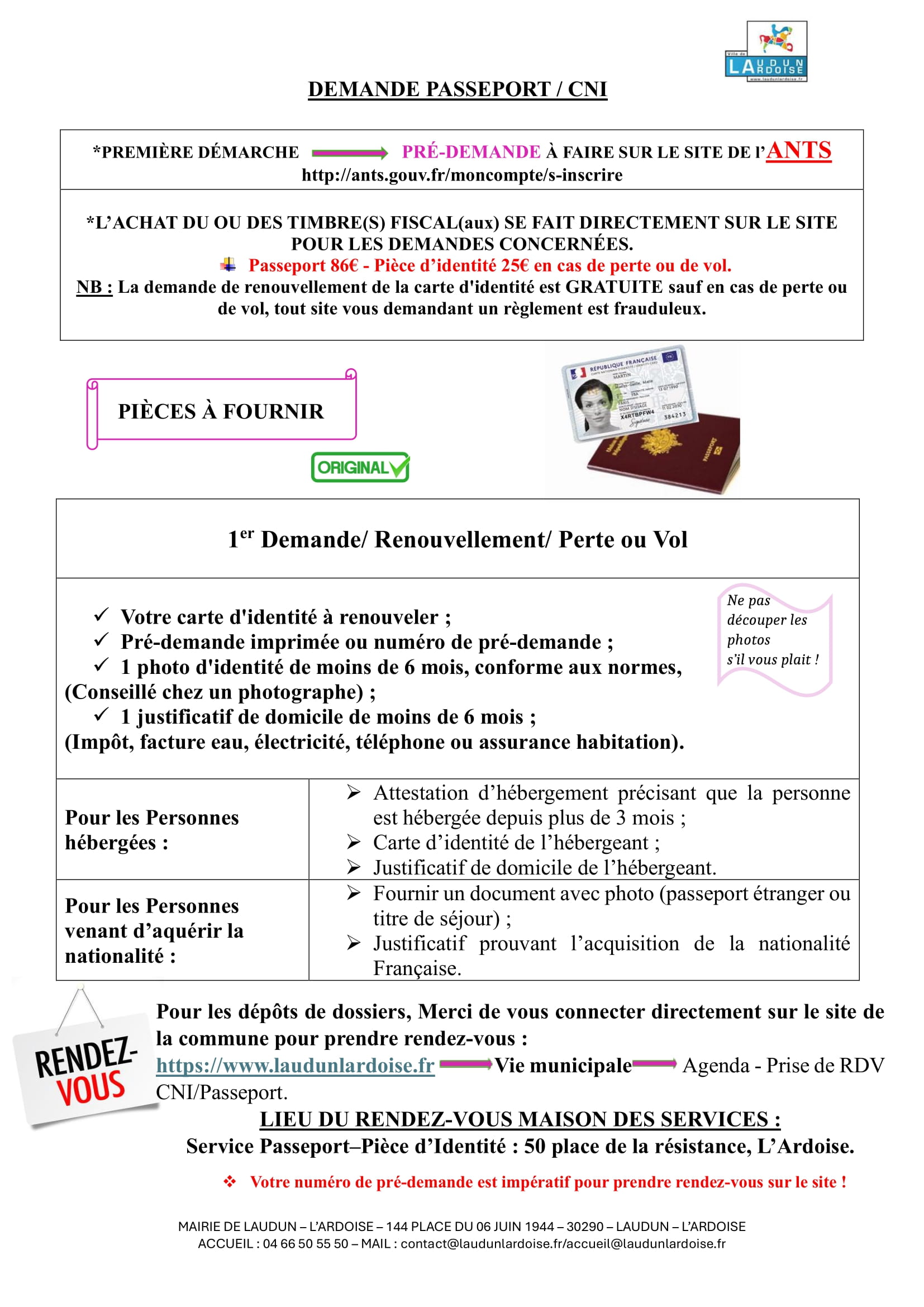 DEMANDE PASSEPORT PIÈCES DIDENTITÉ 1