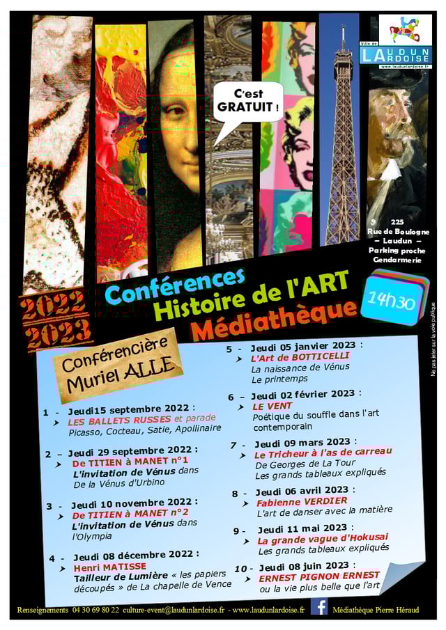 Flyer des conférences Histoire de lart 2022 2023 Muriel Alle modifié