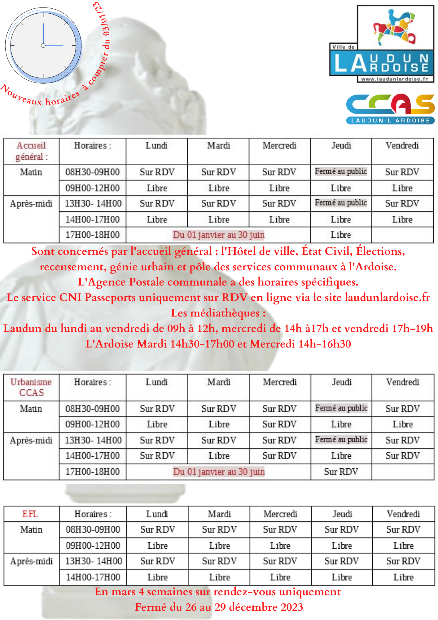HORAIRES PUBLIC 2023 