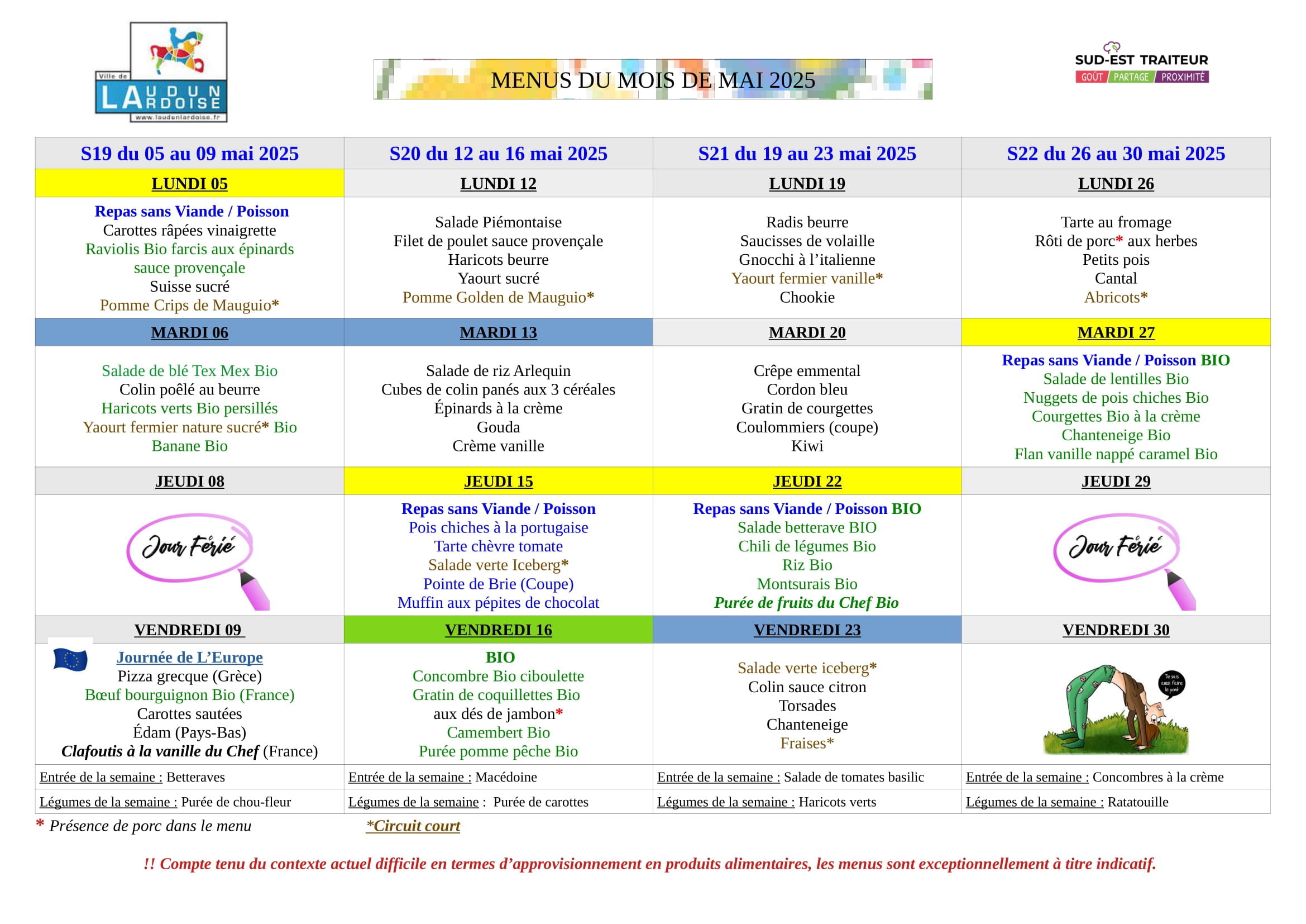 MENUS Mai 2025 1