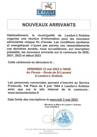 Cérémonie des nouveaux arrivants