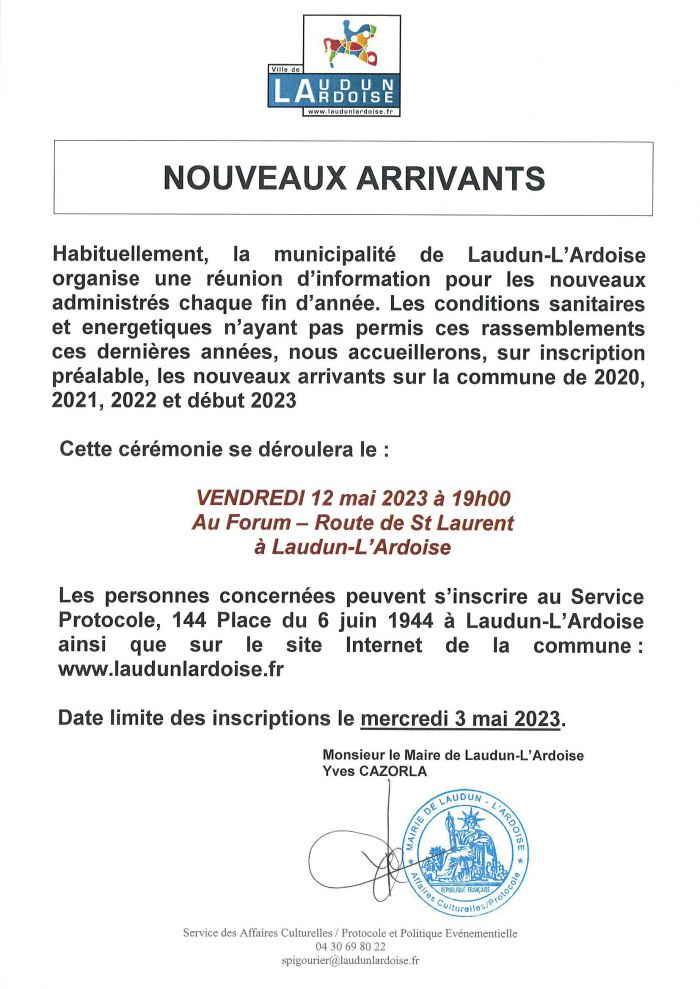 Cérémonie des nouveaux arrivants