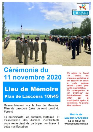 Cérémonie du 11 novembre 2020