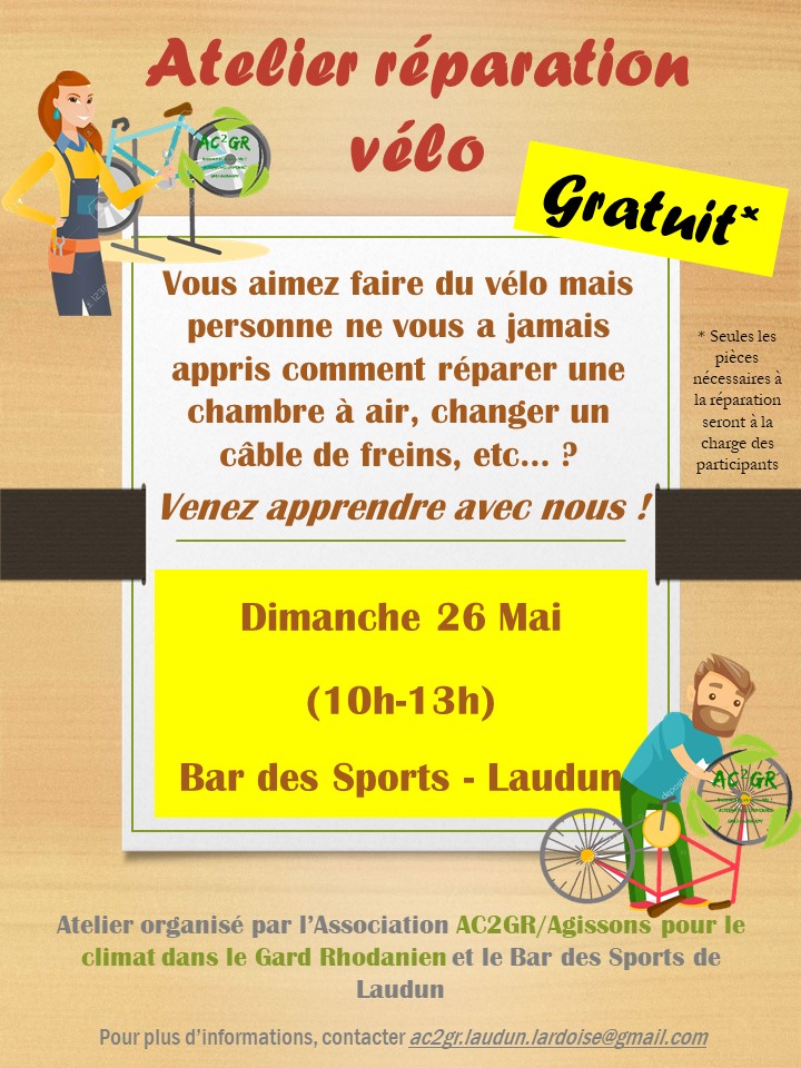affiche atelier reparation velo 26Mai